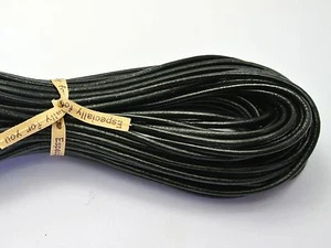 32.8 Feets Black Round Real Genuine Leather Cord 2mm Jewelry Bracelet String - Picture 1 of 4