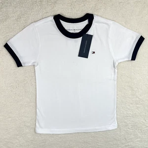 Tommy Hilfiger Boys Short-Sleeve Ken Ringer Crew Neck T-Shirt Size 4 White - Picture 1 of 14