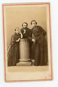 PHOTO CDV, TRIO religieux hommes & femme par l'Atelier NADAR à Paris 1860 - Picture 1 of 2