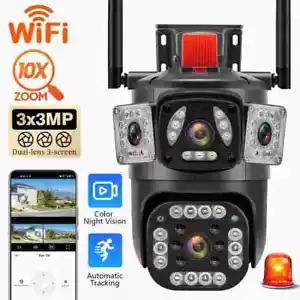 9MP Camera Dual Lens WiFi 1080P HD Night Vision CCTV PTZ Home Security IR Cam US - Picture 1 of 20