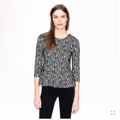 Camisa para mujer J.Crew talla XS negra encaje peplum cremallera trasera Foto 1 de 4