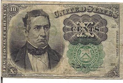 US, 10 CENTS, FRACTIONAL CURRENCY,Meredith, GREEN seal,SERIES 1874/1875 ,RARE - Image 1 of 2