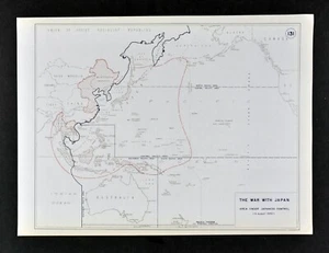 West Point WWII Map War with Japan Japanese Territory South Pacific Asia China - Picture 1 of 1