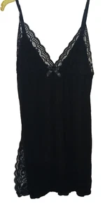 AVID LOVE SCHWARZES NACHTHEMD ÄRMELLOS SPITZE BAUMWOLLE DAMEN GR XL - Bild 1 von 3