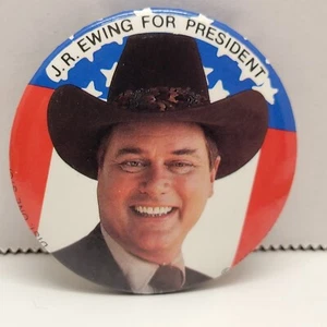 VTG J R Ewing for President Dallas TV Show Politcal Button Pin Larry Hagman 80s - Picture 1 of 4