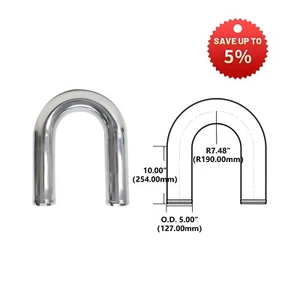 180 Degree U-Shaped Aluminum Pipe Tube Hose 5.00"OD 8.0'' length Polished New - Picture 1 of 8