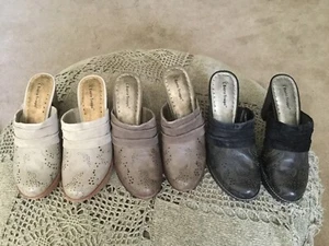 Women’s BARE TRAPS Distressed Leather High Heels Slides ~ You Choose Color ~ New - Picture 1 of 12