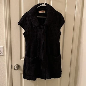 Marni Sweater Vest Cardigan Chunky Black Blue Sparkle Italy Women's Size 38 - Picture 1 of 21