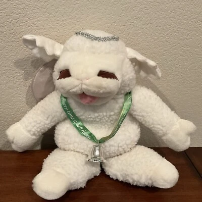 Marioneta de mano Baby Lamb Chop 1993 vintage 16" felpa Shari Lewis Halo Wings Bell Foto 1 de 4