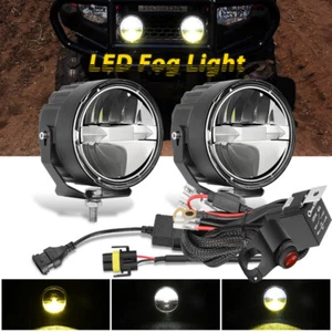 2x 3.5" Round Driving Lights Low High Beam White Yellow Spot Fog Lights & Wiring - Picture 1 of 20