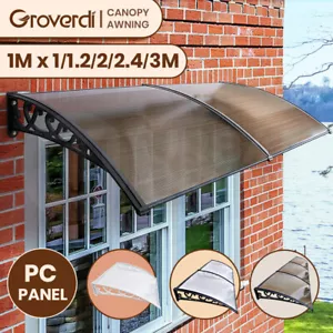 Groverdi Window Door Awning Outdoor Canopy Patio Rain Shield Cover DIY 1M-3M - Picture 1 of 163