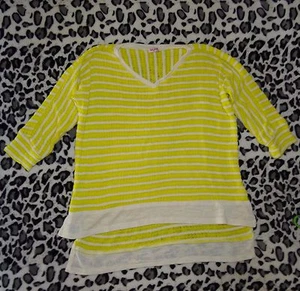 SPLENDID Girls Sz 14 Yellow striped Top KNITWEAR V-neck Oversized style - Picture 1 of 12