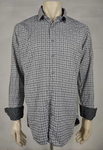 Visconti white black plaid long sleeve button up shirt mens XL Limited Edition - Picture 1 of 8