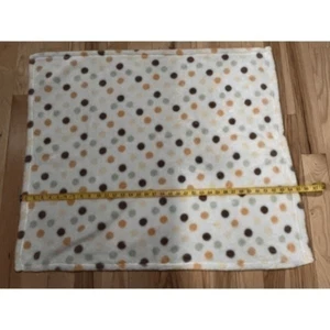 Baby Gear Plush Fleece Blanket Polka Dot Cream Ivory Brown Green Orange Yellow - Picture 1 of 5