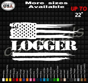 Logger American Flag Vinyl Decal Sticker | Logger Decals / Stickers   - Picture 1 of 13