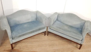 PAIR Hickory Chair Co. Chippendale Style Mahogany Loveseat Sofas - Picture 1 of 23
