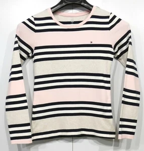 Tommy Hilfiger Women's Size Med Striped Round Neck Sweater Lightweight Pullover - Picture 1 of 8