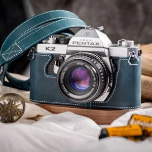 For Pentax K2 Handmade Real Leather Half Camera Case Bag Cover Shoulder Strap - Picture 1 of 87
