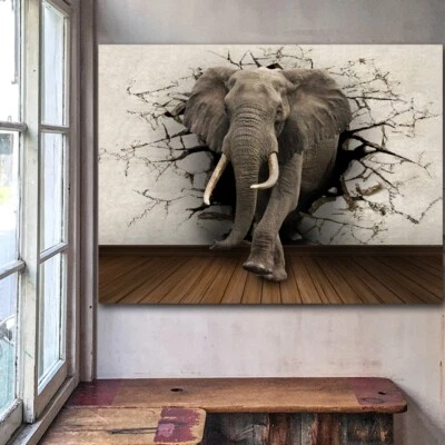 NOVA Pintura em Tela de Elefante Criativa Casa Quarto de Bebê Decoração Presente Grande Vida - Imagem 1 de 4
