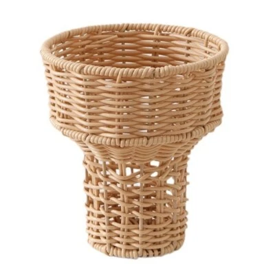 Stylish Wicker Look Basket for Ice Cream Lovers Multifunctional Woven Basket - Image 1 of 4