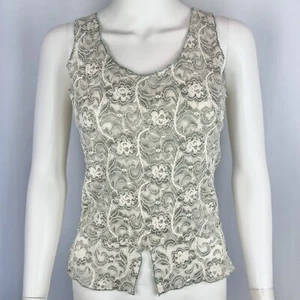 Fiore salbeigrün weiß Blumen Cottage Y2K Spitze Dessous Tanktop - Bild 1 von 10