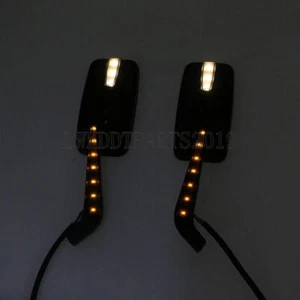 US Motorcycle Rectangular Rear View Side Mirrors with LED Turn Signal For Honda - Foto 1 di 6