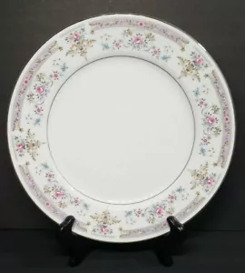 3-Melody 7101 Fine China Floral Pattern 10.25" Dinner Plates White & Lavender - Picture 1 of 10