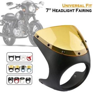 7" Headlight Fairing Handlebar WindScreen Windshield For Harley Retro Cafe Racer - Picture 1 of 5