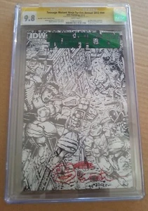 TEENAGE MUTANT NINJA TURTLES JÄHRLICH 2012 #1 - ULTRA SELTEN SKIZZIERTES GOLD ETIKETT 9,8 - Bild 1 von 6