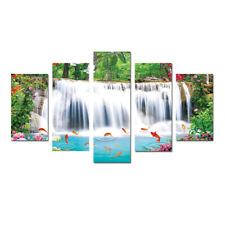 Forest Waterfall Landscape Canvas Prints Wall Art Poster Picture Home Decor 5pcs