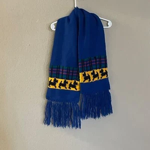Vintage toddler boy schnauzer dog acrylic scarf blue made in USA - Picture 1 of 4