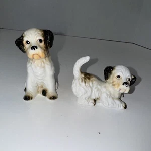 2-Vintage Bone China Dog Pair Figurines Fox Scottish Terriers Mid Century Japan - Picture 1 of 2