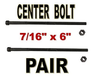 Leaf Spring Center Bolt Pin - 7/16 x 6 (PAIR) Fine Threaded Leaf Bolts with Nuts - Picture 1 of 4