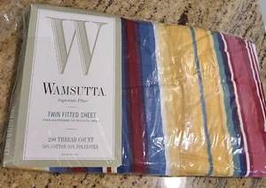 NEW WAMSUTTA  Supercale Plus Stripe Twin Fitted Sheet Americana Bayport Vintage - Picture 1 of 9