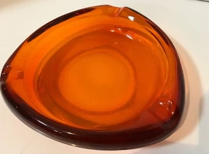 posacenere vintage MCM vetro vichingo cachi amberina colore arancione 8,5” - Foto 1 di 10