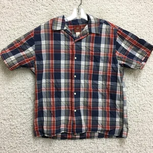 VINTAGE Fossil Button Up Shirt Large Adult Red Plaid Short Sleeve Tartan Mens L - Picture 1 of 7