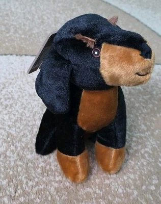 Pally Paws 9" Rottweiler Dog Toy w/Squeaker, Black/Brown, AAP539 NEW - Image 1 of 4