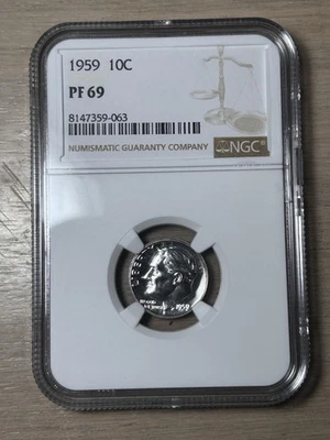 1959 Roosevelt Dime 10C NGC PF 69 - Image 1 of 4