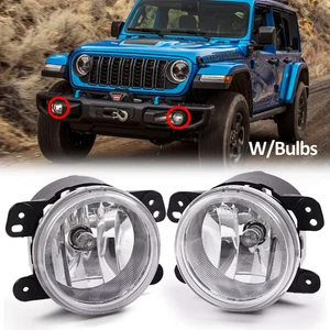 Pair 4" Round Halogen Fog Lights DRL For Jeep Wrangler JK LJ JT Dodge w/bulbs - Picture 1 of 11