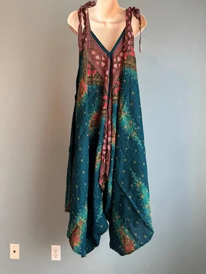 Womens Rayon Harem Romper Jumpsuit, Boho Hippie and Parachute Style w/ pockets - Image 1 of 3