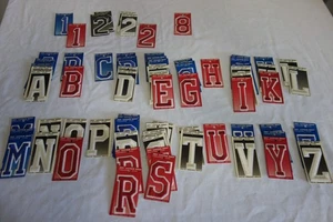 81 Joy Iron-On Embroidery 3'' Letters + Numbers Red White Blue Colors - Picture 1 of 5