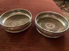 Two Quality Vintage Hallmarked Solid Silver Wine Coaster Centre Wood Date 1968
