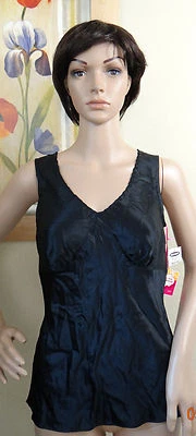 СТАРЫЙ темно-черный v-блестками шеи без рукавов шелковый charmeuse бак/camisole Топ, XS, S - Изображение 1 из 3