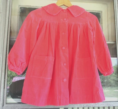 Vintage Girls Corduroy Smocked Button Front Peter Pan Collared Dress/Jacket 5/6 - Image 1 of 4