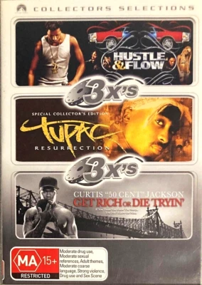 Hustle & Flow / Tupac Resurrection / Get Rich or Die Tryin' (DVD, 3-Discs) NEW - Image 1 of 3