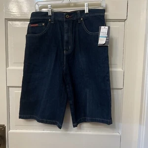 New Ecko Unltd Shorts Youth 16 Blue Baggy Fit Denim Jorts Y2K Embroiderd Hip Hop - Picture 1 of 6