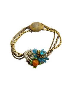 Unsigned (Verified) Miriam Haskell Beautiful Dainty Floral Bracelet (A7902) - Picture 1 of 9