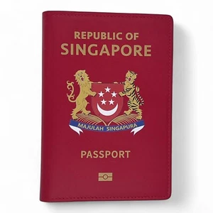 Singapore Genuine Leather Crafted Travel Passport Wallet/Holder - Picture 1 of 5