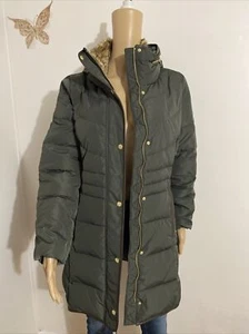 COLE HANN Women's Taffeta Down Coat With Faux Fur Collar Size Medium New! - Picture 1 of 10
