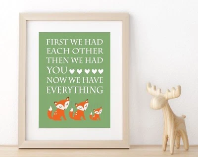 Estampado de guardería de animales del bosque para niños, decoración de habitación de bebé de zorro para niños 8x10 impresión sin marco Foto 1 de 2